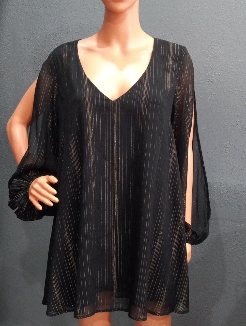 Show Me Your MuMu Tessa Tunic Dress In Sparkle And Shine Black Size M